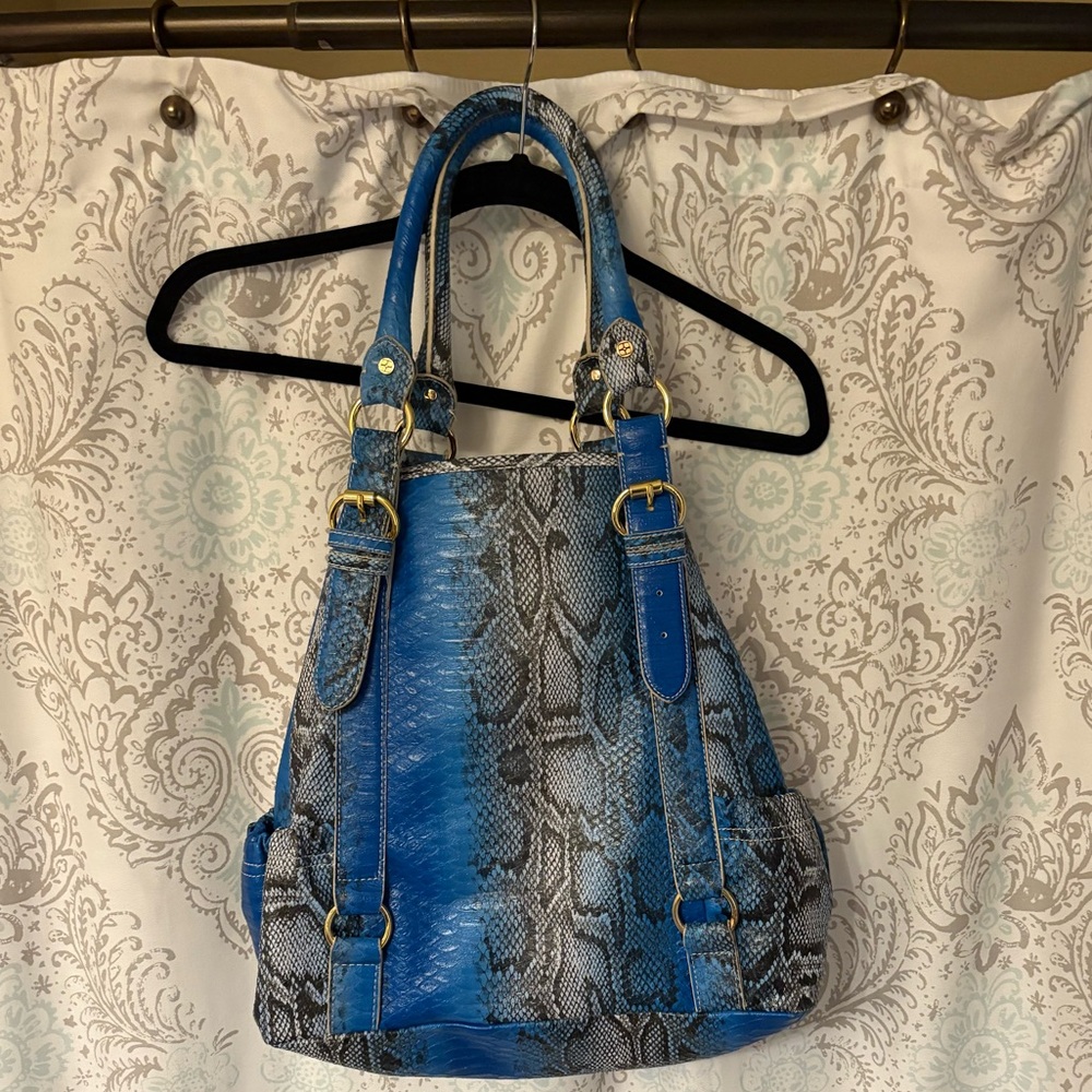 IMAN faux Blue Snake Print Women's Bag